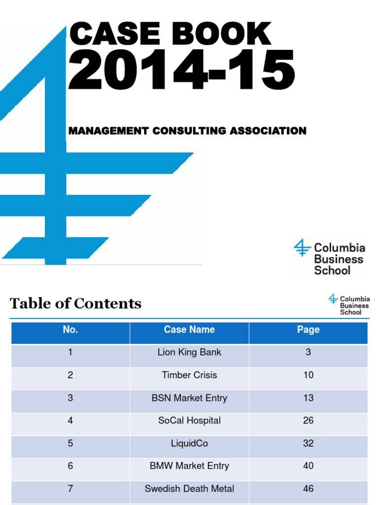 Columbia Casebook: Consulting Cases 2014-15 | PDF | Profit (Economics ...