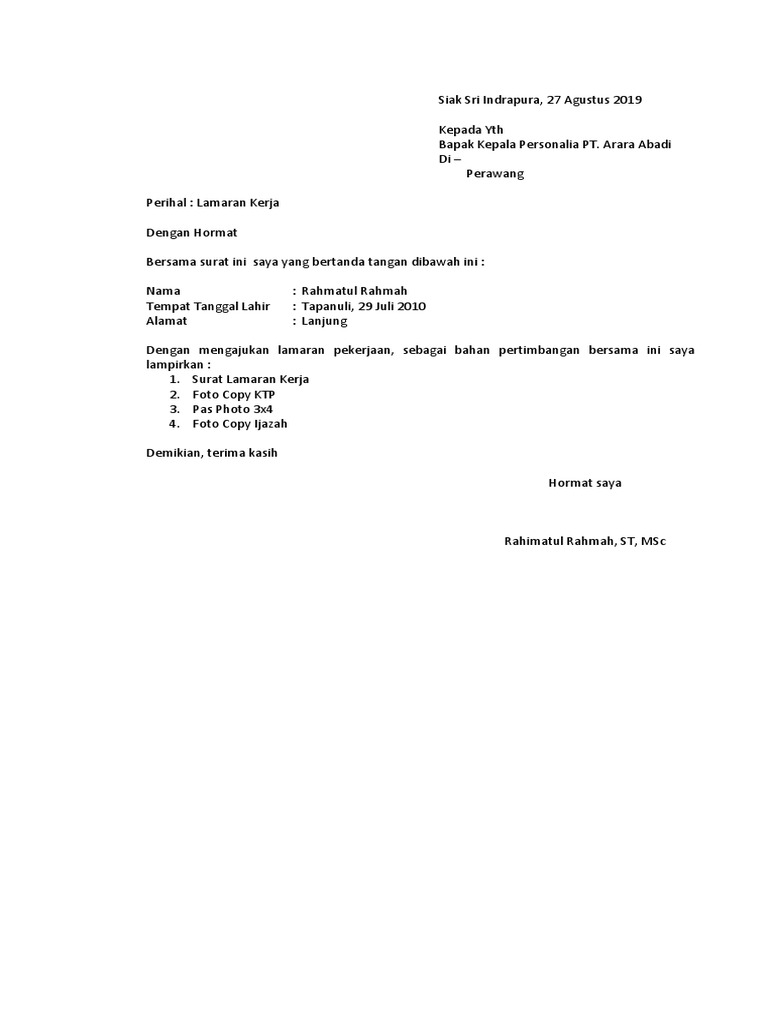 Download 76+ Contoh Surat Lamaran Kerja Quipper Gratis Terbaru