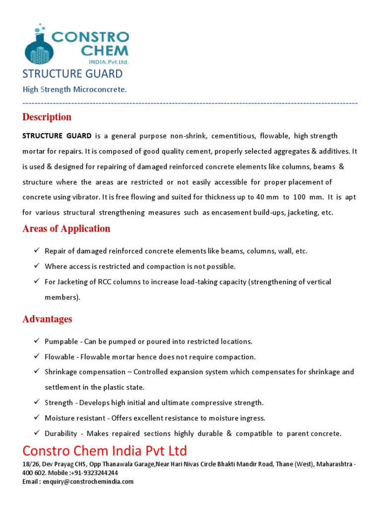 High Strength Flowable Mortar for Concrete Repairs in Restricted Spaces