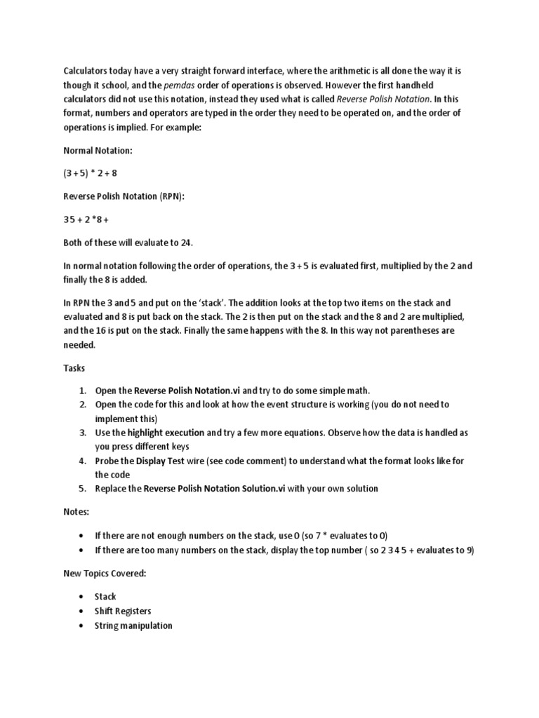 Understanding Reverse Polish Notation | PDF | Technology & Engineering