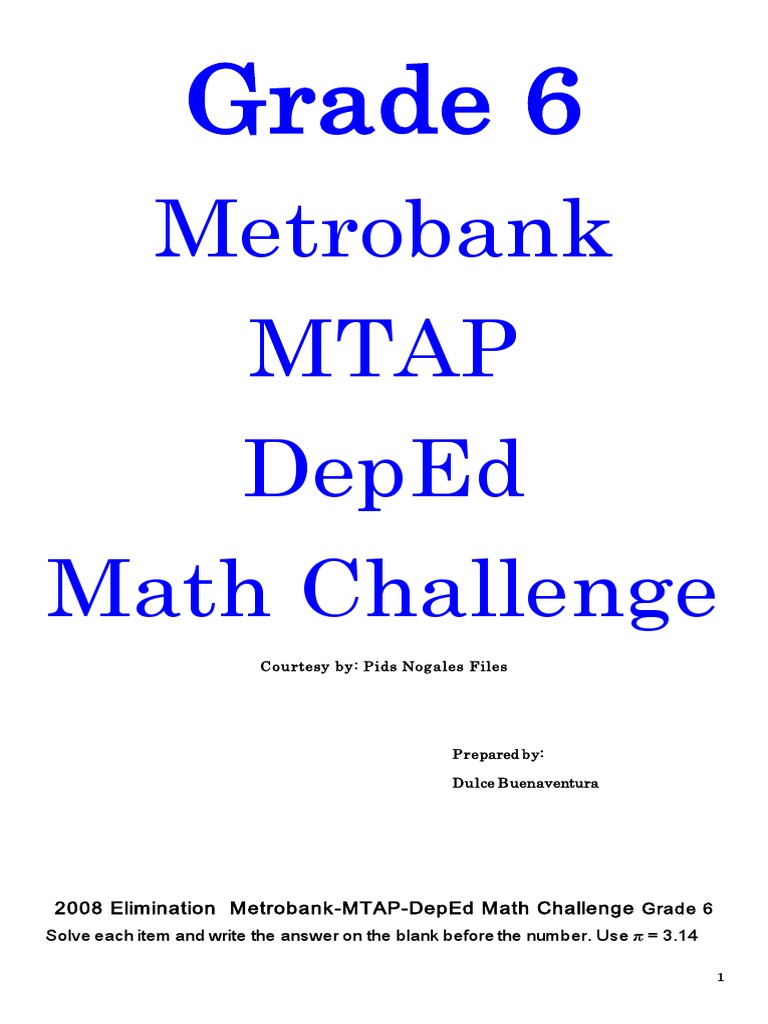 Grade 6 Math Challenge Questions | PDF