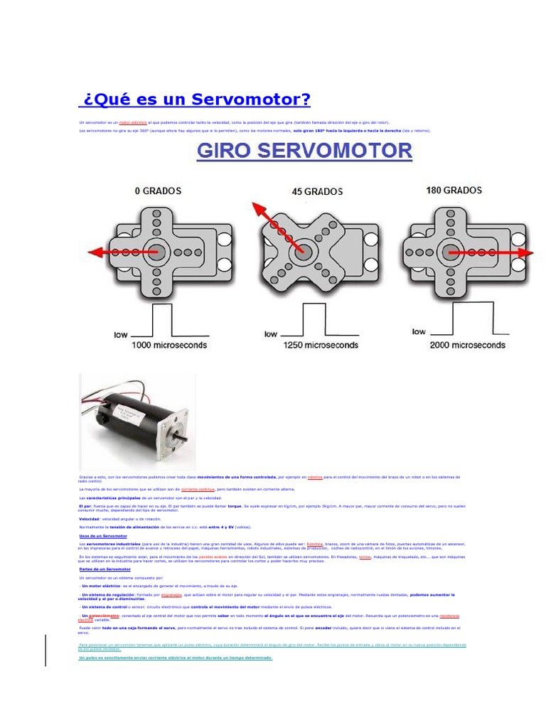 Qué Es Un Servomotor PDF Motor eléctrico Esfuerzo de torsión