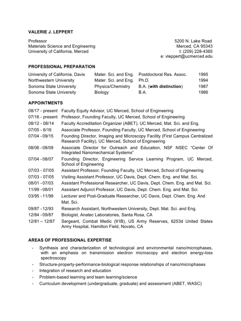 Biography and of Professor Valerie J. Leppert in