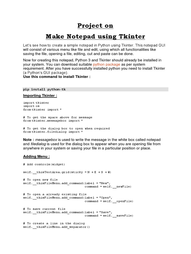 Notpad Project | PDF | Text File | System Software