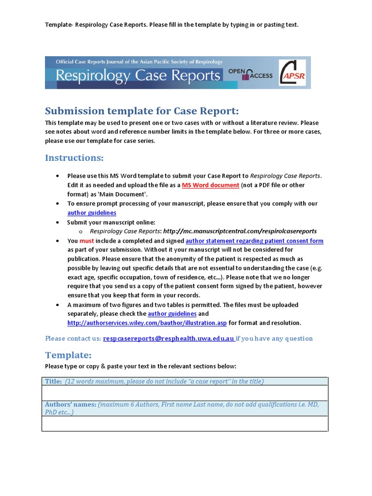 Case Report Template | PDF | Case Report | Conflict Of Interest