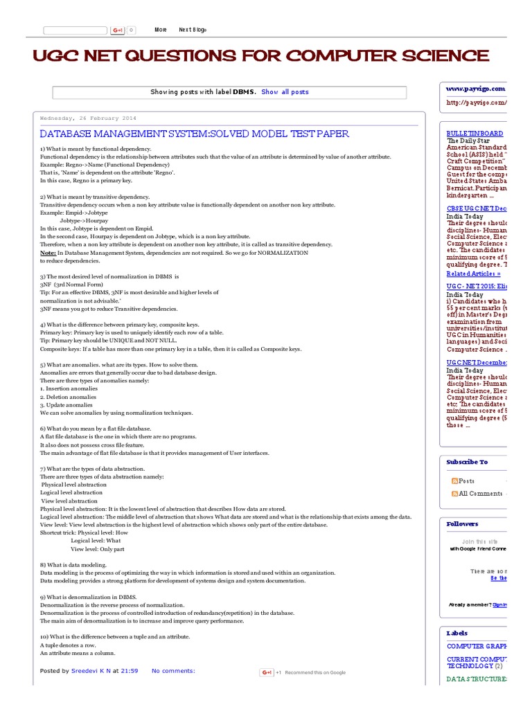 Ugc Net Questions On Data Structures