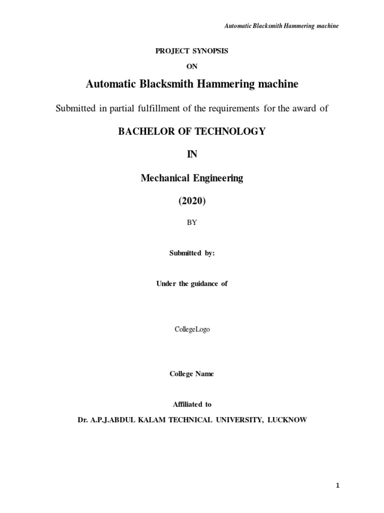Automatic Hammering Machine Project Report Blacksmith