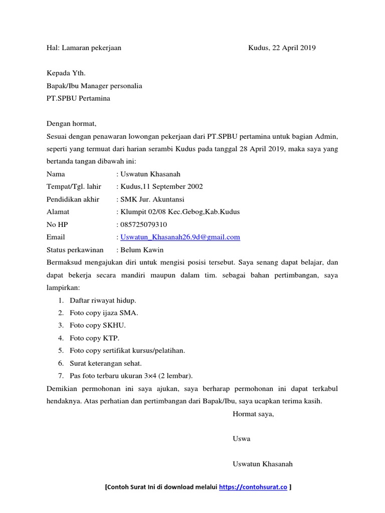 Download 85+ Contoh Surat Lamaran Kerja Admin Gratis Terbaru