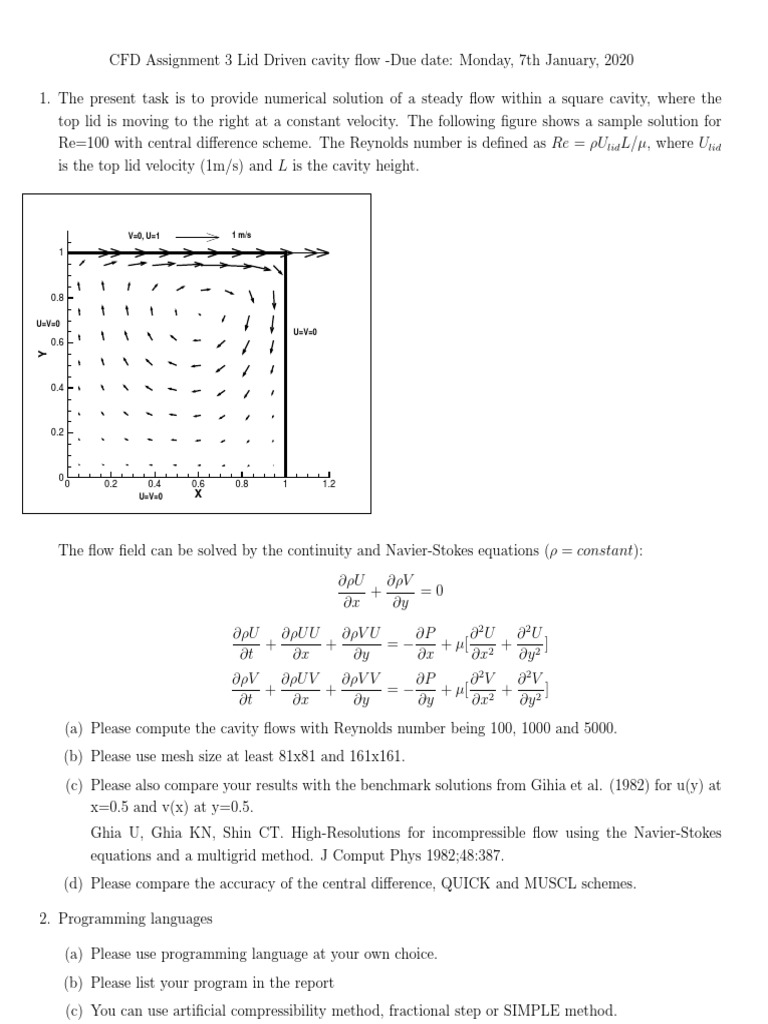 Assignment-3-Lid Driven Cavity | PDF | Navier–Stokes Equations | Fluid ...