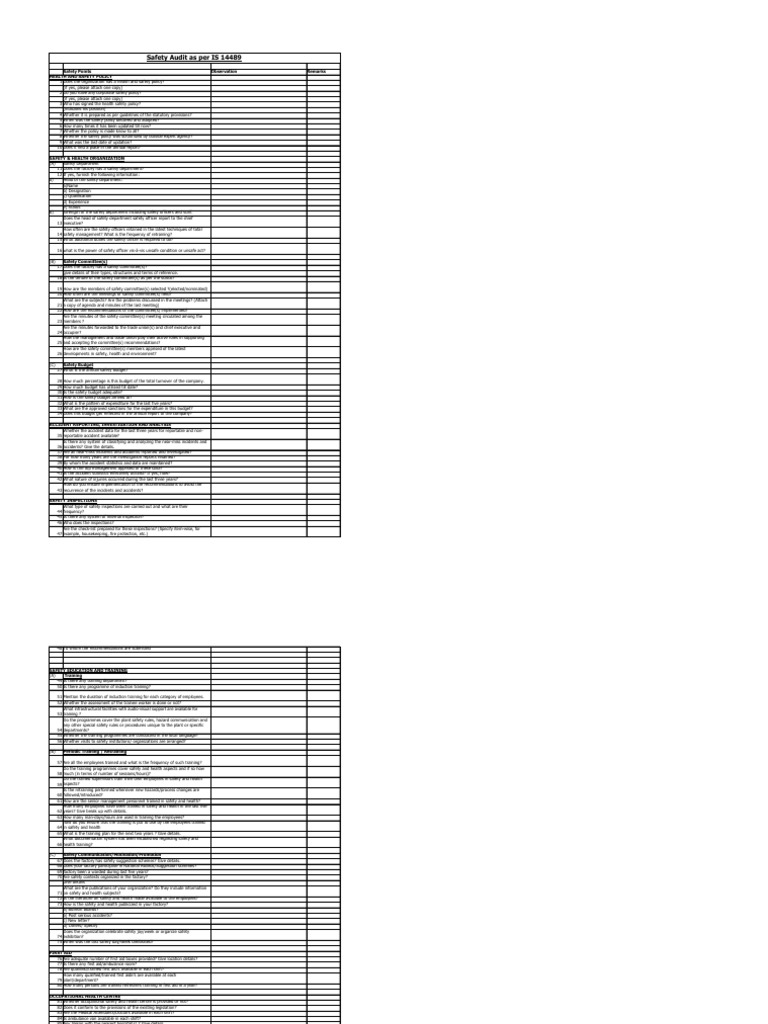 Safety Audit As Per IS 14489 | PDF | Personal Protective Equipment ...