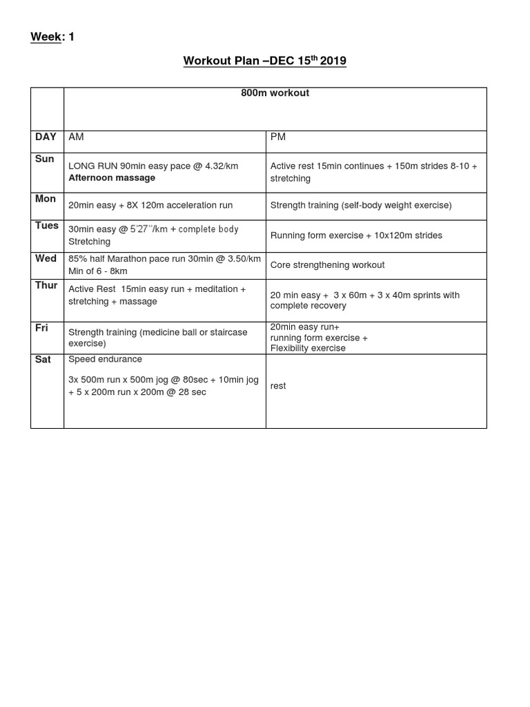 12-Week 800m Training Program | PDF | Running | Strength Training