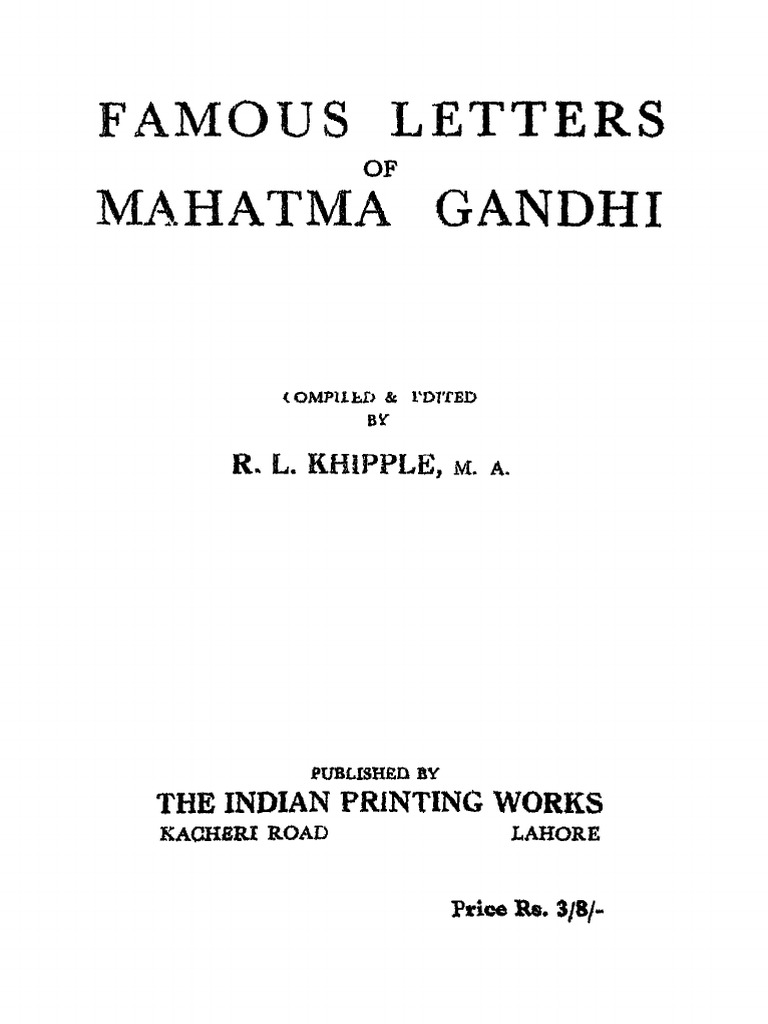 Famous Letters of Mahatma Gandhi | PDF | Mahatma Gandhi | British Empire