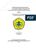 The Influence of English Song and Joox Application Toward Students' Pronunciation at The Eighth Grade of SMPN 6 Kota Serang