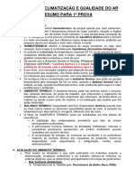 Resumo 1º Prova - Sistemas de Climatização e Qualidade Do Ar