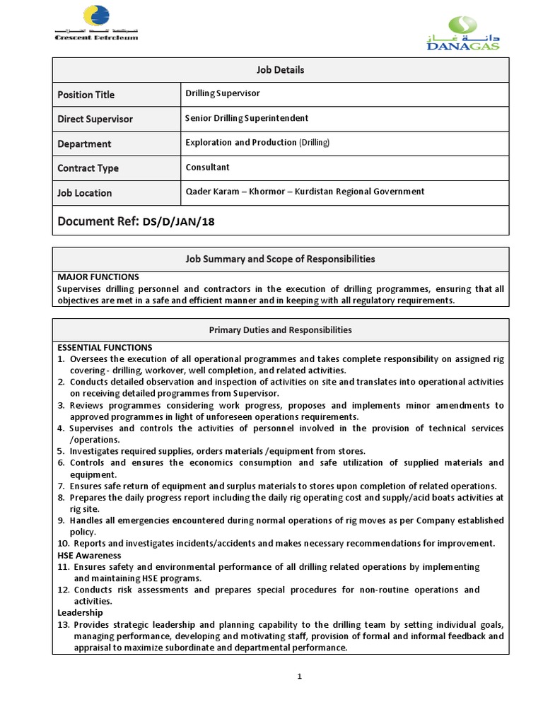 Drilling Supervisor Pdf Leadership Cognition