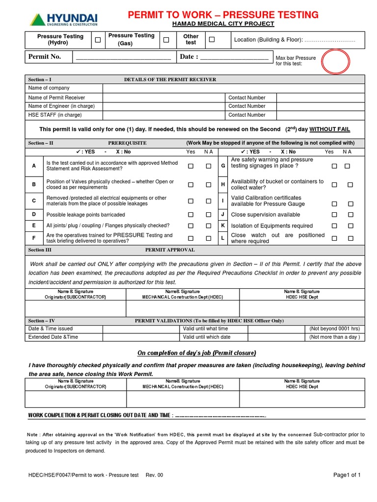 47.HDECHSEF0047 Pressure Test Permit.docx Safety Nature