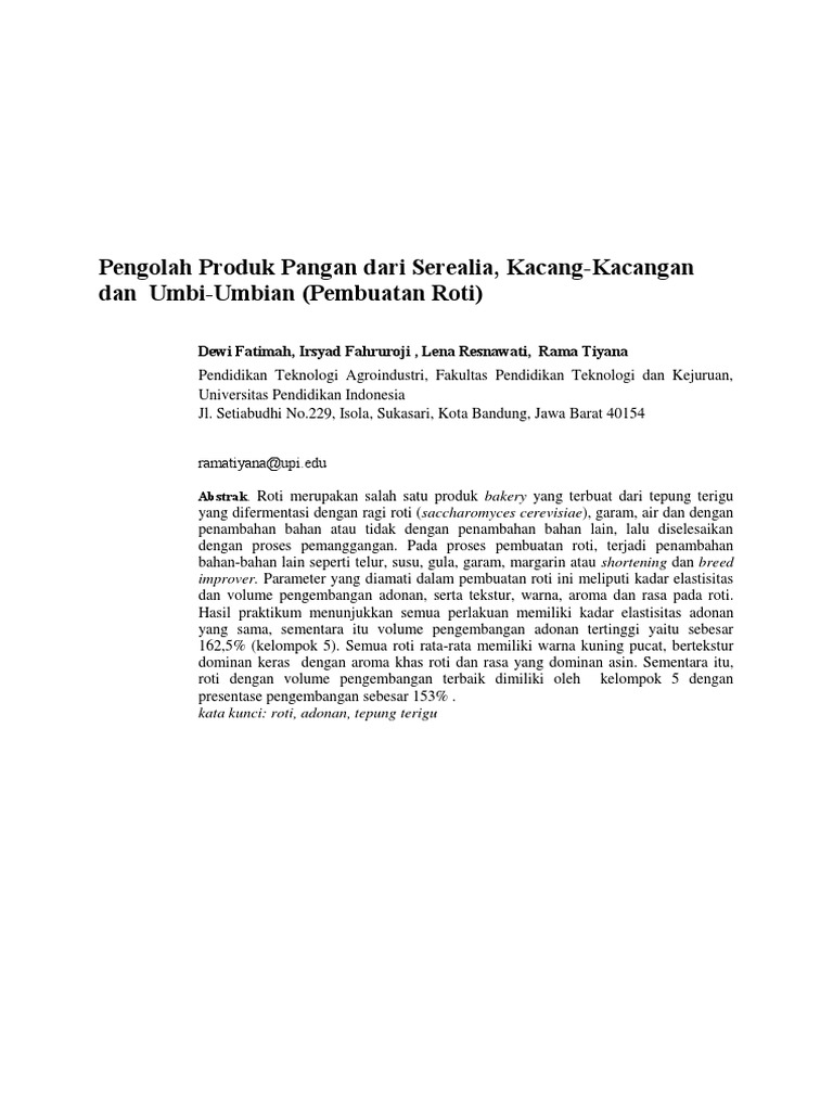 Laporan Praktikum Pembuatan Roti 1B | PDF