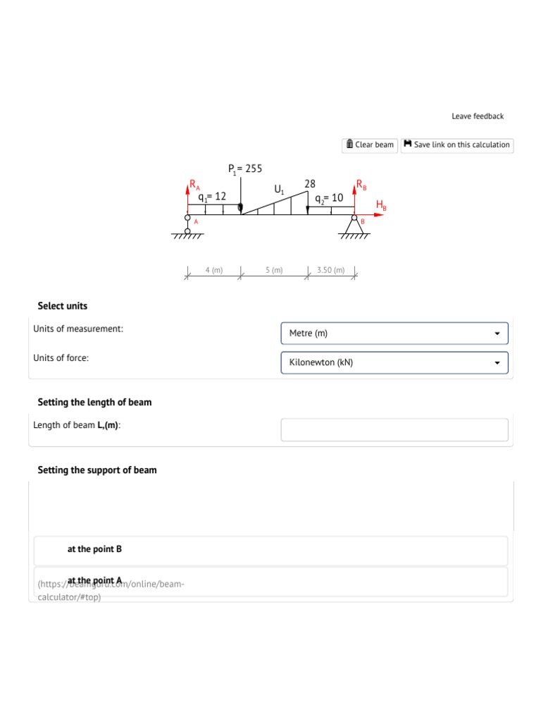 Beam Calculator Online (Calculate The Reactions, Draws Bending Moment