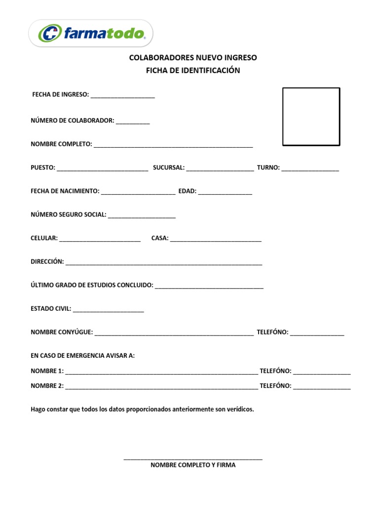 Formato Ficha de Identificación | PDF
