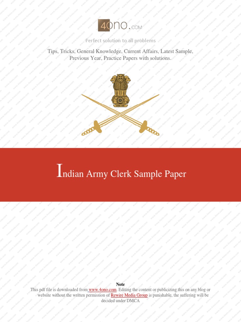 Army Clerk Sample Paper 2 | PDF