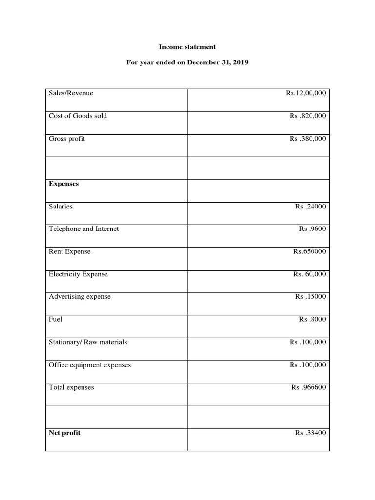2019 Income Statement and Balance Sheet | PDF | Expense | Income Statement