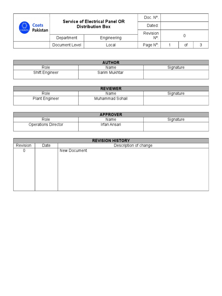 Electrical Panel SOP | PDF | Computing | Business