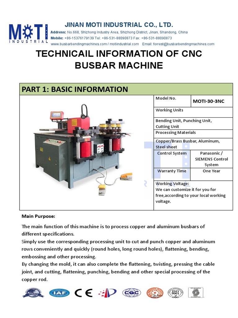 MOTI-30 CNC Busbar Machine Overview | PDF | Programmable Logic ...