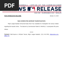 MLB Astros Report