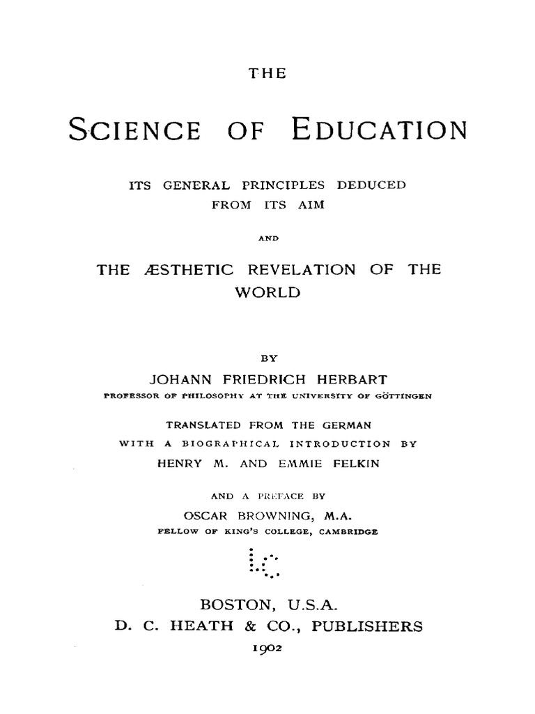 Herbart's Educational Philosophy An Analysis and Translation of "The