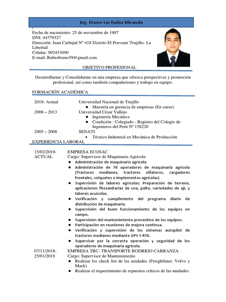 CV Ingeniero | PDF | Tractor | Agricultura, image size:768x1024