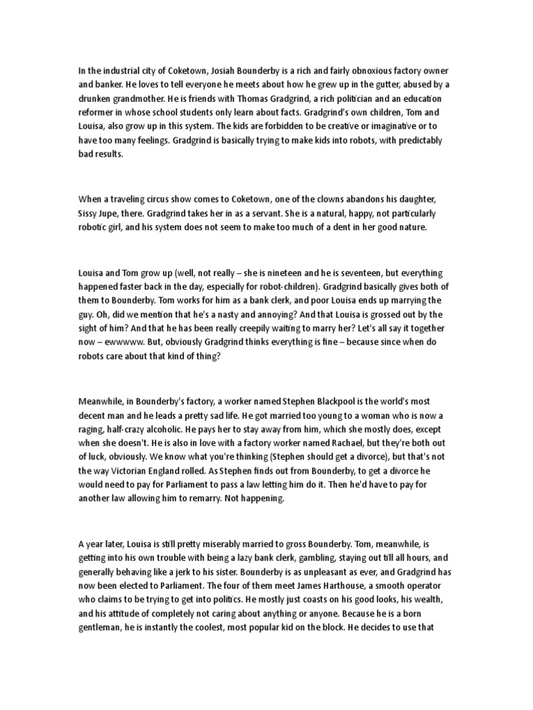 Hard Times Summary Book 1