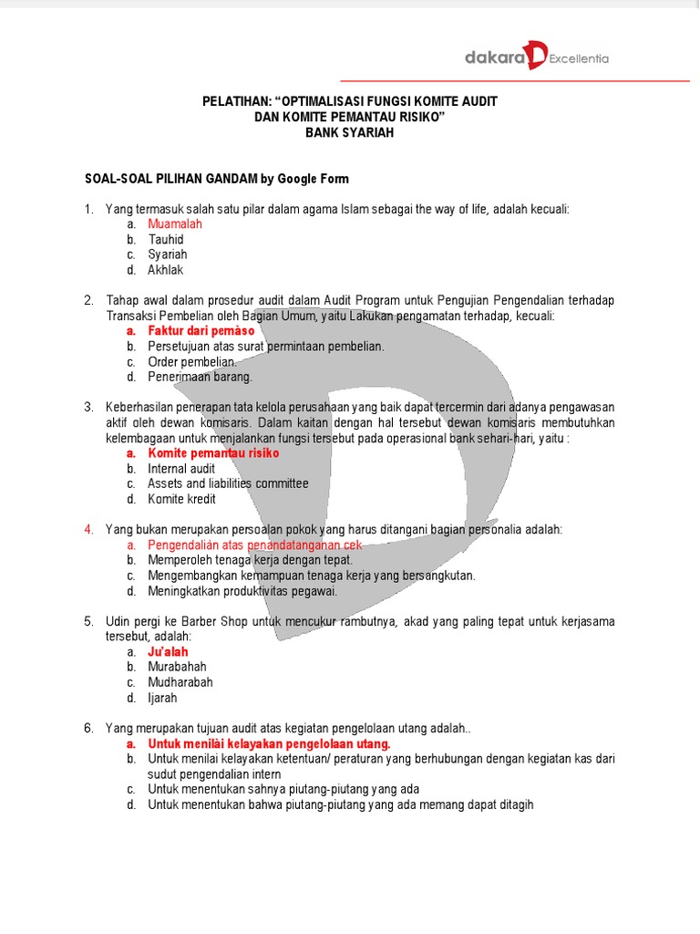 Soal Auditing Pilihan Ganda - Wulan Tugas