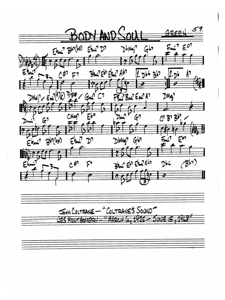 body and soul bass Fifth Edition F Bass Clef (trascinato)