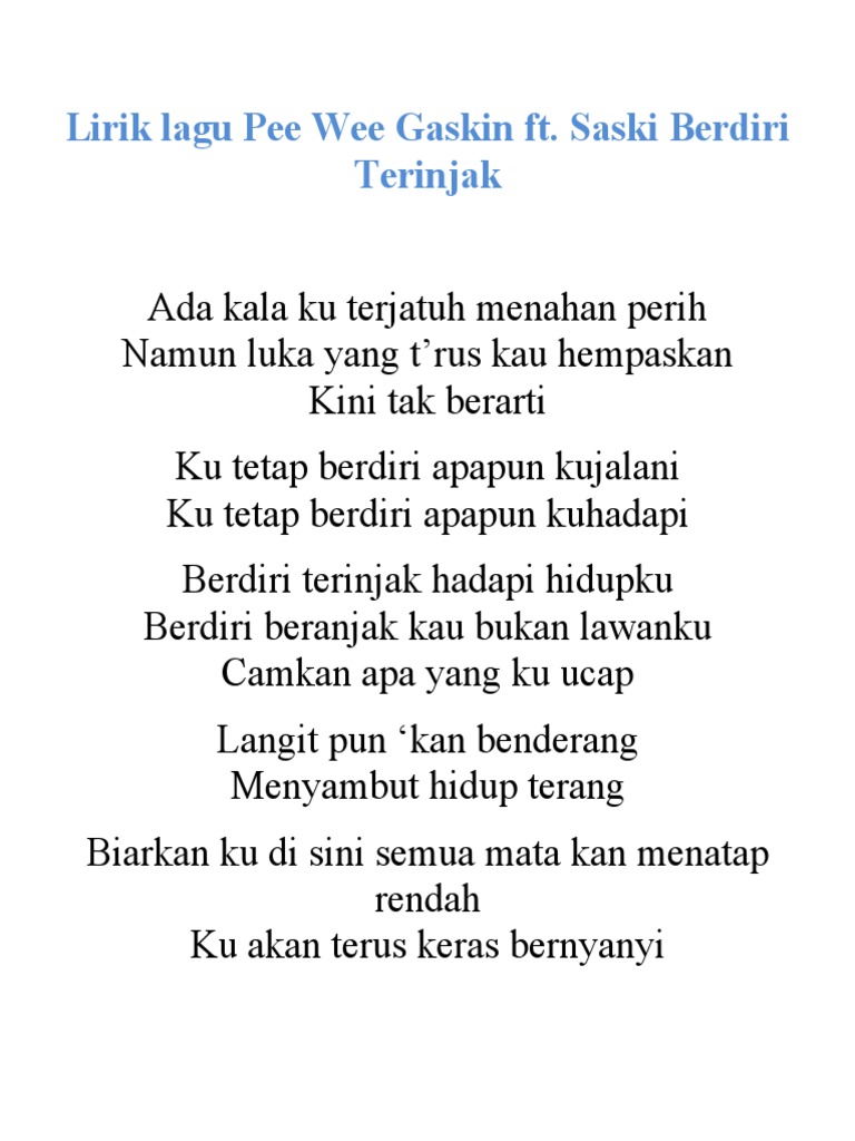 berdiri terinjak ft saski