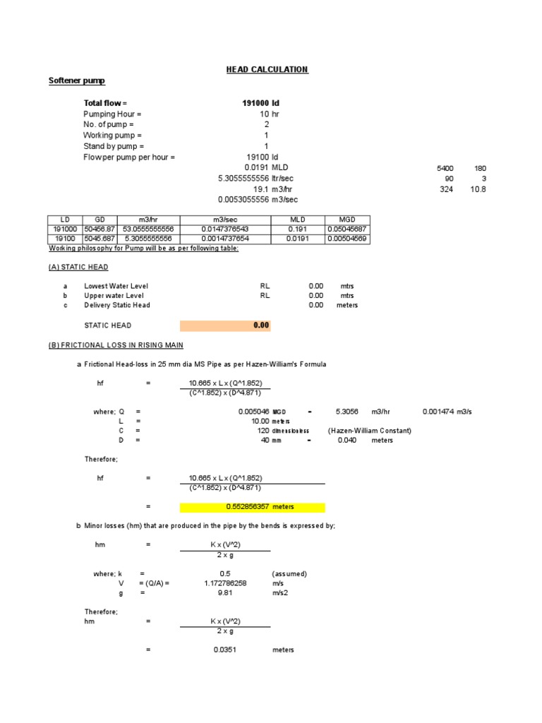 Pump Head Loss Calculation Guide | PDF | Pump | Fluid Mechanics