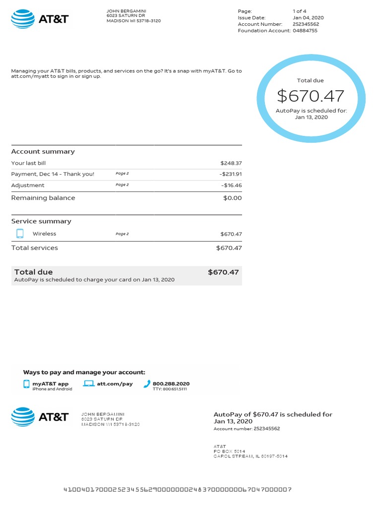 Att Final Bill | PDF | At&T Mobility | Cheque