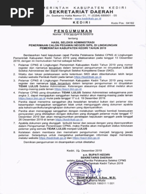 Pengumuman Hasil Seleksi Administrasi Cpns Kominfo