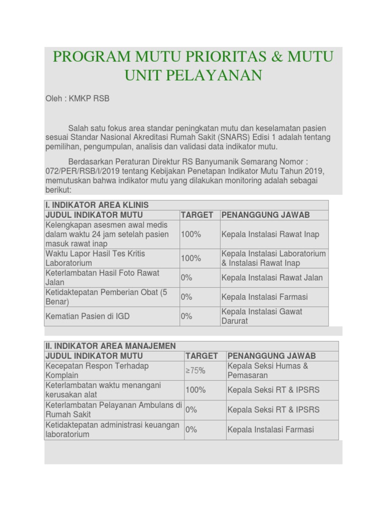 Program Mutu Prioritas | PDF | Teknologi & Rekayasa