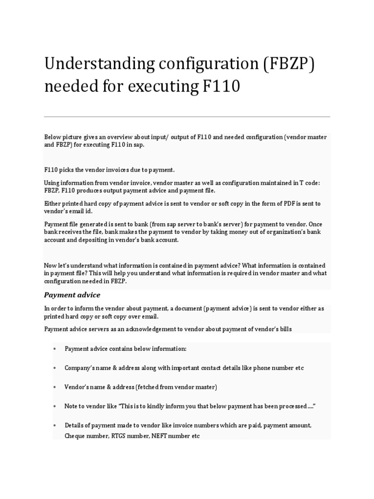 F110 Concept | PDF | Payments | Invoice