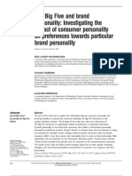 The Big Five and Brand Personality: Investigating The Impact of Consumer Personality On Preferences Towards Particular Brand Personality