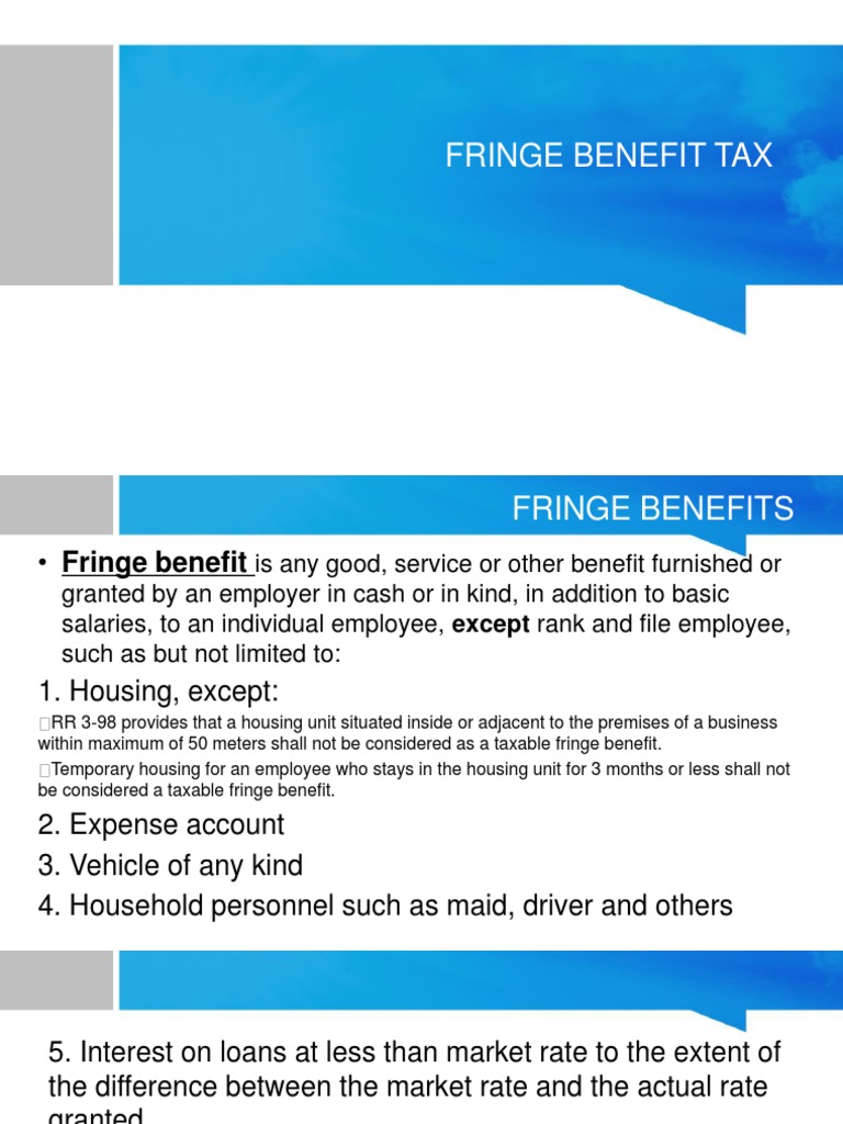 Fringe Benefit Tax Guide | PDF | Employee Benefits | Employment