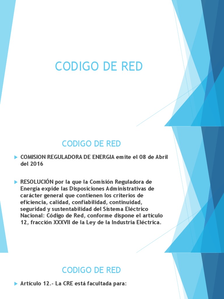 Código de Red Eléctrico: Disposiciones y Normas | PDF | Transmisión de ...