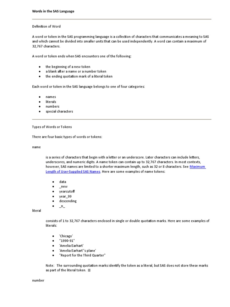 Understanding Words in SAS Language | PDF | Computer Programming ...