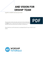 Sample Values and Vision For Your Worship Team