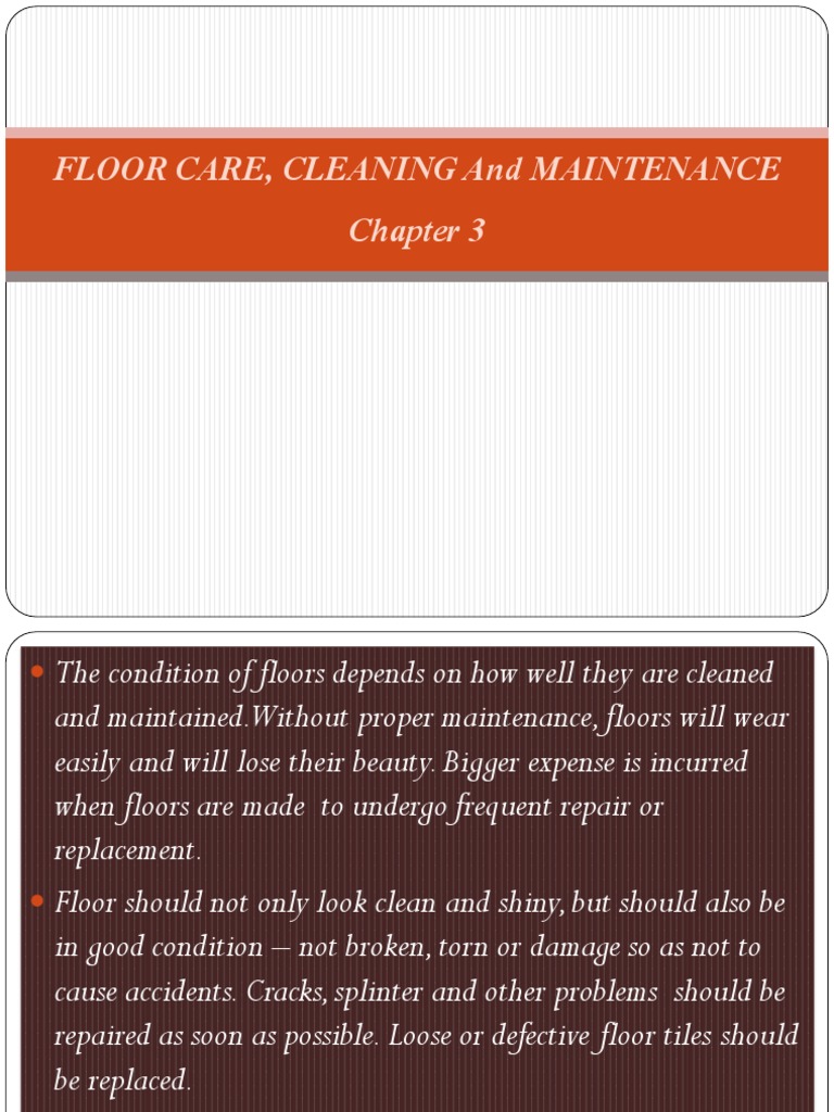 FLOOR CARE, CLEANING and MAINTENANCE | PDF | Vacuum Cleaner | Materials
