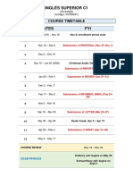 C1 Course Timetable 2018-2019