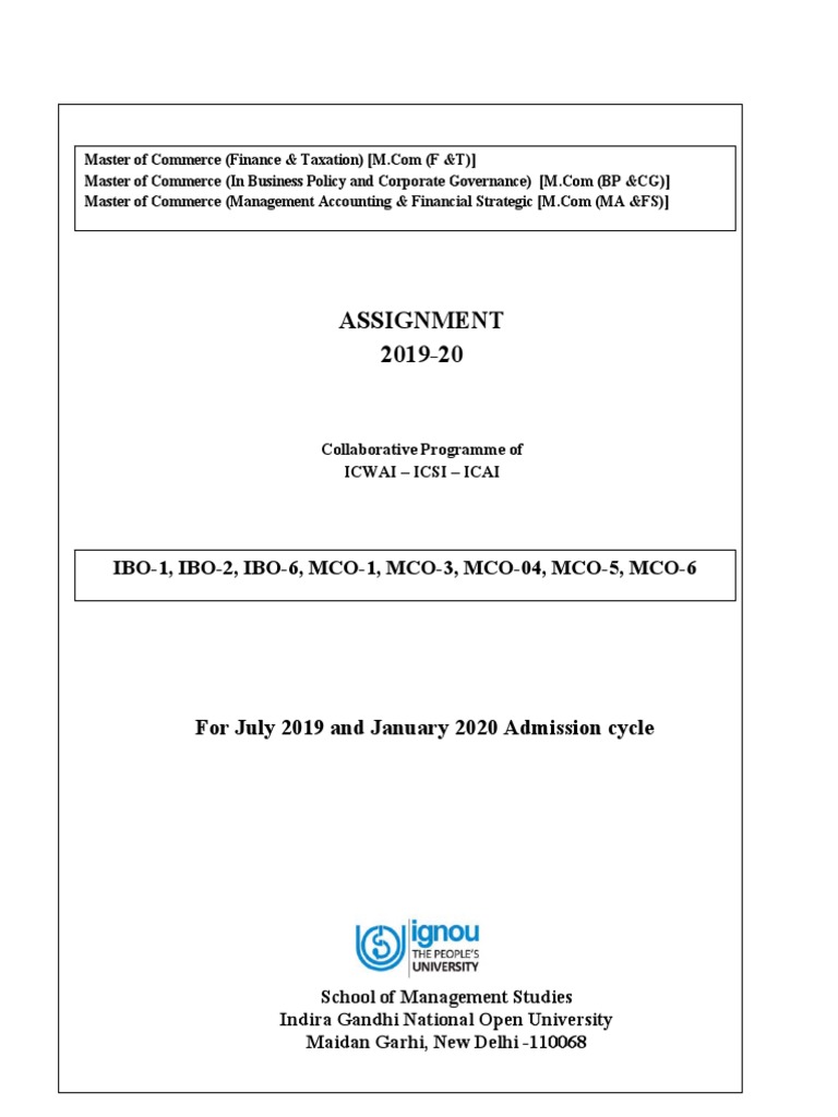 ignou mba assignment pdf