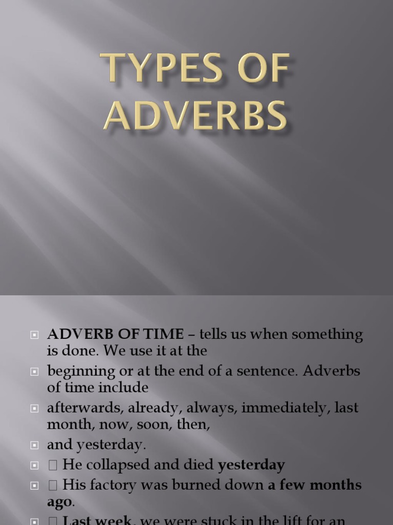 Types of Adverbs Explained | PDF | Adverb | Syntax