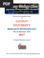 Research Methodology PH.D Entrance Test Paper 2017 Ganpat University PDF