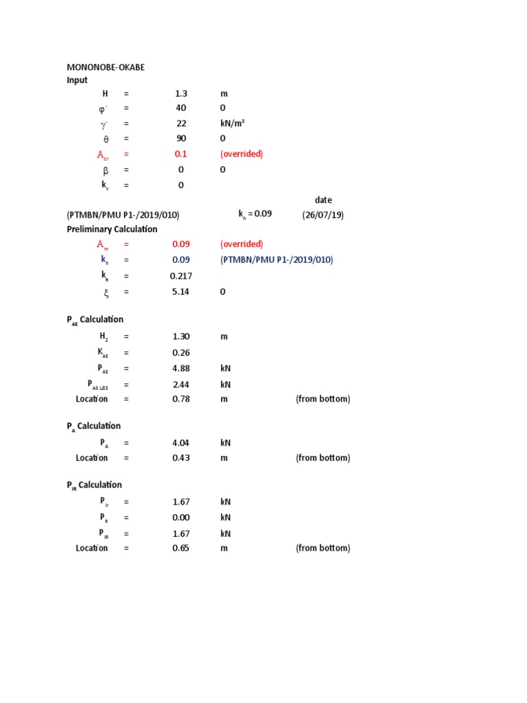MononobeOkabe Calculation For Trestle PDF